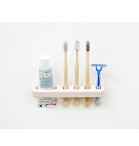 Handcrafted White Wooden <b>Toothbrush</b> <b>Holder</b> Finest Quality Bathroom Product 1 Facewash 3 <b>Toothbrushes</b> 1 Shaving Machine Slots - Product Image 1