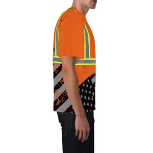 T-shirt de sécurité haute visibilité personnalisable avec motifs réfléchissants, vêtements de travail industriels en polyester et coton, fournisseur de t-shirts tendance - Product Image 6
