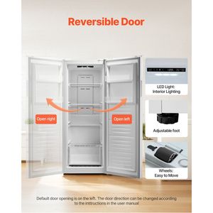 Congelador Vertical Convertible sin Escarcha de 11 Pies Cúbicos con Panel de Control de Temperatura, Puerta Reversible y Opción de Refrigerador con Puerta de Vidrio Ajustable - Product Image 5