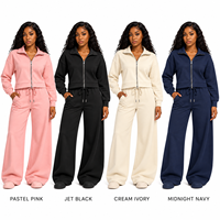 Survêtement coupe-vent demi-zip pour femme avec logo personnalisé, haute qualité, 2 pièces, en polyester et coton, pour le sport et la gym