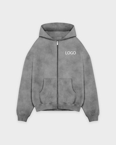 Ensemble de 2 sweats à capuche gris délavé vintage pour homme, en molleton de coton 500 GSM, coupe oversize et épaules tombantes, avec logo personnalisé, effet délavé à l'acide - Product Image 5