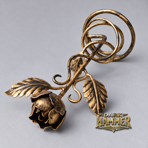 Escultura Decorativa de Rosa Metálica Hecha a Mano con Diseño de Hojas y Espiral, Estilo Antiguo, Decoración Floral para el Hogar - Product Image 3