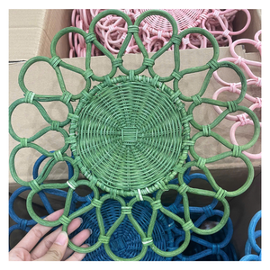 Set de table en rotin naturel de qualité supérieure, style floral fait main |   Assiette de présentation en osier pour la décoration de table |   Set de table rustique tissé à la main - Product Image 5