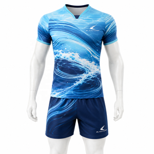Uniformes Deportivos al por Mayor, Jersey de Rugby Sublimado de Manga Corta para Hombre, Cuello en V, para Todas las Temporadas, Poliéster y Elastano - Product Image 2