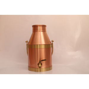 Premium Pure Copper Water <b>Dispenser</b> Tank with Brass Tap & Handle Handcrafted Storage Matka for Healthy <b>Drinking</b> & Home Kitchen - Product Image 2
