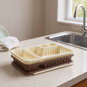 Scolapiatti a disco impilabile taglia L, beige marrone, design moderno - Product Image 3