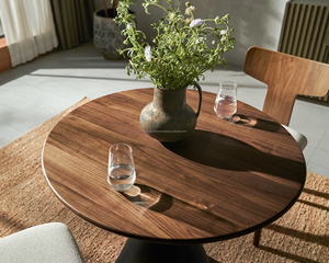Minimalist <b>Wooden</b> <b>Round</b> <b>Dining</b> <b>Table</b> Set for Home Apartment Contemporary Villa Hotel School Park <b>Dining</b> Rooms Furniture - Product Image 5