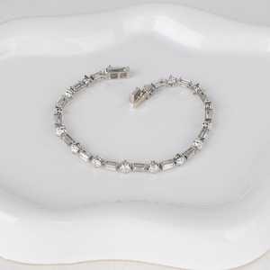 Romantic Moissanite Emerald & Round Cut Diamond Tennis <b>Bracelet</b> For Women's 925 Silver Fine Jewelry Wedding Gift For Lovers - Product Image 2