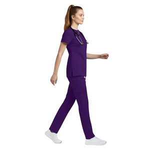 Ensemble de blouses médicales pour femmes, haut à manches courtes et col en V, pantalon cargo, uniforme d'infirmière, vêtements de travail pour hôpital, vêtements de soins de santé, vêtements de médecin et d'infirmière - Product Image 4