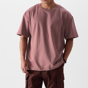 T-shirt pour homme en coton peigné 100% de haute qualité, tricoté, lourd, vente en gros, streetwear, logo personnalisé imprimé, manches courtes - Product Image 5