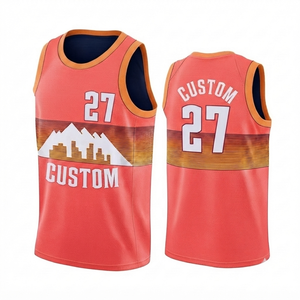 Maillot de basketball personnalisé pour homme, haute qualité, rouge corail, séchage rapide, respirant, col en V, sans manches, maille 100% polyester, pour équipe - Product Image 1