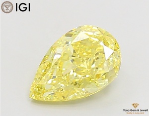 Diamant de laboratoire cultivé CVD de forme poire, couleur jaune vif fantaisie, clarté VS1, certifié IGI, 2,50 carats, pour pendentif de bijoux professionnel - Product Image 1