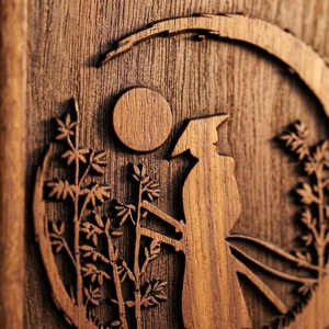 Urne funéraire artisanale en bois de rose, écologique et durable, style américain, gravée avec un motif de guerrier samouraï - Product Image 6