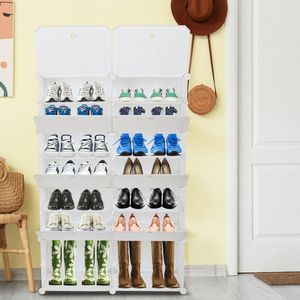 Meuble de rangement à chaussures portable 7 niveaux pour 28 paires, étagère tour à 14 compartiments, extensible pour talons, bottes, pantoufles W - Product Image 2
