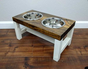 Comederos Modernos de Madera para Mascotas con Doble Plato para Comida y Agua para Perros y Gatos, Soporte Elevado de Hierro, Tazón de Acero Inoxidable para Perros - Product Image 3