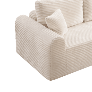 Divano a 3 posti in velluto a coste da 67 cm, comodo divano da pavimento con 2 cuscini, seduta profonda, divano senza struttura per soggiorno, imbottito e confortevole - Product Image 5