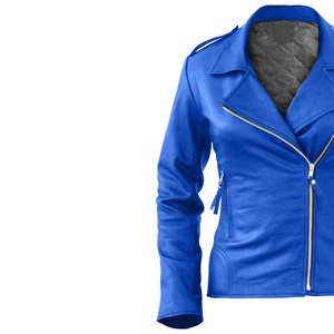 Blouson Moto en Cuir Bleu pour Homme, Coupe Slim, Fermeture Éclair, Blouson Biker en Cuir Véritable pour Femme, Manches Classiques, Style Automne - Product Image 3