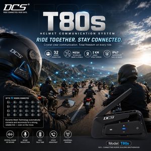 Intercomunicador para Casco de Motocicleta DCS T80S IP67, Sistema de Comunicación Mesh, Auriculares para Motociclistas, Comunicación en Grupo al Aire Libre - Product Image 1