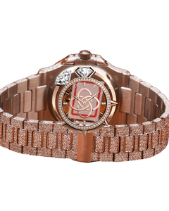Montre de luxe pour homme en or rose sertie de diamants, cadran rond, pierres CZ, acier inoxydable, quartz, style hip-hop - Product Image 3