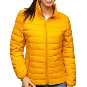 여성 겨울 후드 재킷 코트 그린 오렌지 단색 면 버튼 퀼트 따뜻한 퍼 여성 코트