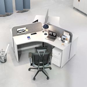 Estación de Trabajo de Oficina para 6 Personas con Cajones y Divisiones Ajustables, Escritorio Moderno de Lujo para Oficina en Casa - Product Image 1