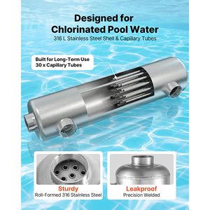 Échangeur de chaleur pour piscine 360K BTU en acier inoxydable 316L, chauffe-eau de piscine haute efficacité - Product Image 4