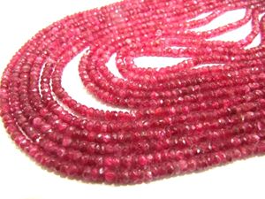 Cuentas facetadas de rubí natural rojo espinal de 2-3 mm, hebra de 8 pulgadas, cuentas preciosas - Product Image 4