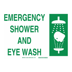 Señal de Ducha de Emergencia y Lavaojos Brady, Verde/Blanco, PVC, para Seguridad en Laboratorios - Product Image 1