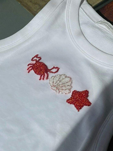 Tops courts en coton faits main de qualité supérieure, brodés de perles, pour femmes, logo personnalisé, motifs uniques, design élégant, manches longues, vêtements de soirée - Product Image 6