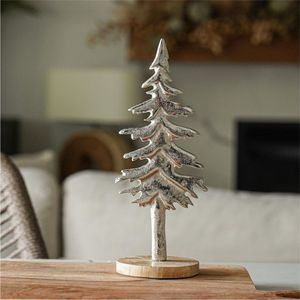 Escultura Moderna de Pino en Metal Plateado, Decoración Artesanal para Mesa, Adorno Festivo para el Hogar, Sala de Estar - Product Image 1