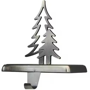 Metal Christmas Tree <b>Stocking</b> <b>Holder</b> With Star Topper Chrome Finish Fireplace Mantle Hook For Holiday Decoration <b>Stocking</b> <b>Holder</b> - Product Image 1