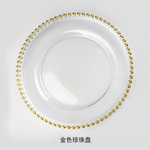 Platos de cristal con cuentas doradas y plateadas para decoración de mesa en bodas y eventos - Product Image 2