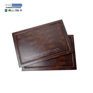เขียงไม้ธรรมชาติทรงสี่เหลี่ยมผืนผ้าลายทางพร้อมรูจับ - Product Image 3
