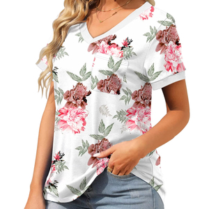 Camisetas con Cuello en V 100% Poliéster para Sublimación, Blusas Lisas de Talla Grande para Mujer, Camisetas de Sublimación para Mujer, Talla OEM - Product Image 3
