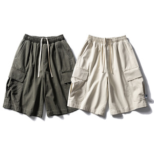Pantalones Cortos Cargo Unisex 100% Algodón, Multibolsillos, Corte Holgado, Resistentes, Lavados, Estilo Casual Medio, Diseño Personalizado con Impresión de tu Propia Marca - Product Image 4