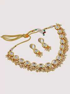 Elegante Juego de Collar con Cuentas de Perlas y Baño de Oro, Diseño de Flores con Cristales de Imitación, para Mujer, Joyería de Boda - Product Image 1