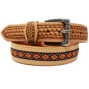 Western 100% American Cow <b>Leather</b> Designer Western Beaded Belt With Hand <b>Tooled</b> <b>Work</b> Manufacturer for Men & Women - Product Image 1