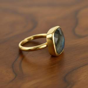 Bague en labradorite, bijoux faits à la main en pierres précieuses, argent sterling 925 plaqué or 14 carats, bijoux fins pour femme, cadeau - Product Image 4