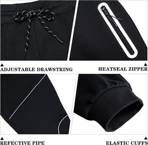 Pantalon de jogging pour homme en tricot technique extensible super confortable avec empiècements en mesh et fermeture éclair thermosoudée - Product Image 5