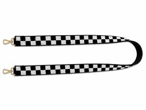 Nuevas correas de bolso tejidas a cuadros en blanco y negro a la moda con ganchos dorados para bolsos de mano, bolsos de hombro, correas con cuentas para niñas - Product Image 2