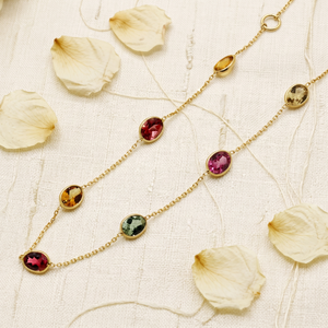 Fashionable Unique Trendy 100% Natural Multi Tourmaline Gemstone Handmade Bracelet <b>Solid</b> 18k Yellow <b>Gold</b> for Party Gift - Product Image 6