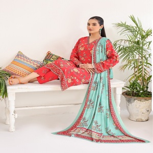 Robe pakistanaise-Robe de soirée belle et élégante tenue décontractée robe panjabi en lin trois pièces pakistanaise et indienne pour femmes - Product Image 4