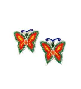 Parches de cuentas de Venta caliente de diseño exclusivo, parches de apliques con forma de mariposa coloridos personalizados para ropa, proveedor indio