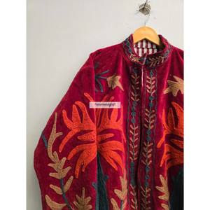 เสื้อแจ็คเก็ตปักลายอุซเบกิสถาน ทำมือ เสื้อโค้ทฤดูหนาว ผ้ากำมะหยี่ซูซานี บุผ้าฝ้ายด้านใน เสื้อคลุมผู้หญิง - Product Image 2