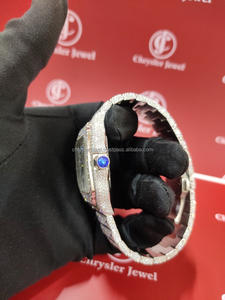 Nouveau 40MM glacé montre à Quartz en acier inoxydable étincelant réglage à la main avec VVS Moissanite bijoux de mode - Product Image 4