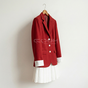 Blazer Rojo Estilo Preppy para Mujer, Ropa Griega Delta Sigma de Cosh International, Prenda Exterior Informal de Color Sólido, Tejido de Poliéster - Product Image 3