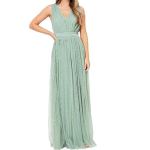Vestidos de Dama de Honor al por Mayor, Color Azul Cielo, con Apliques de Encaje, de Gasa, Casuales, Talla Grande, para Fiestas, Largos hasta la Rodilla - Product Image 5