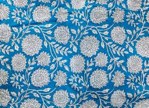 Tissu indien tissé artisanal en pur coton peigné léger, imprimé au bloc, style Boho Chic, pour robes, rideaux et sacs - Product Image 5