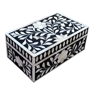 <b>Floral</b> Bone Inlay Keepsake <b>Box</b> Handmade Wooden Jewellery Organizer for Premium Gift and Decorative Use - Product Image 2