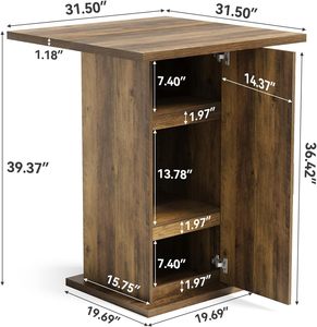 Solid Wood Whiskey Barrel Bar <b>Table</b> | Hand-Crafted Restaurant Bar Furniture - Product Image 2